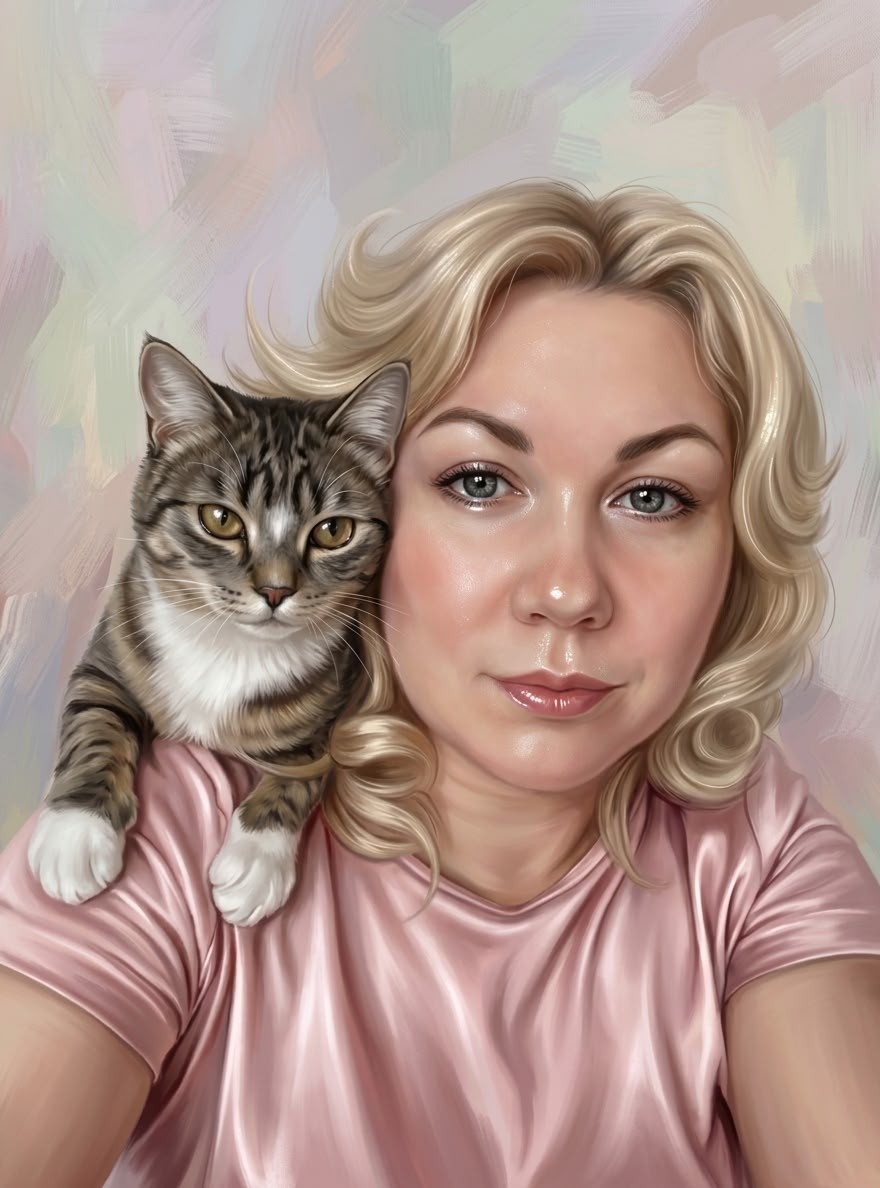 Вера Маслова с котом — художник студии Верель